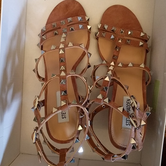 NEW Steve Madden Stardom Tan Suede Gladiator Heels - Picture 3 of 8